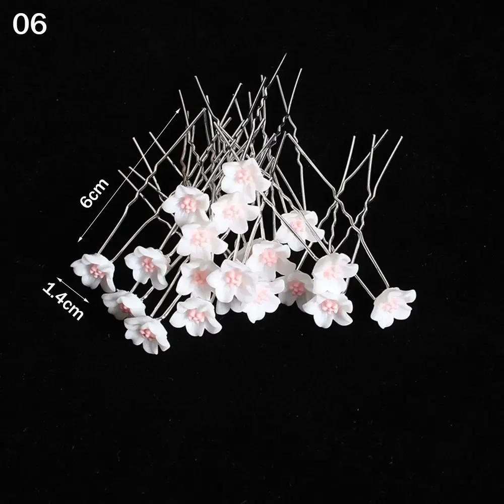 20Pcs Bridal U-shaped Pin Metal Barrette Rhinestone Pearl Hairpin Women Hair Accessories Wedding Hairstyle Design Tools