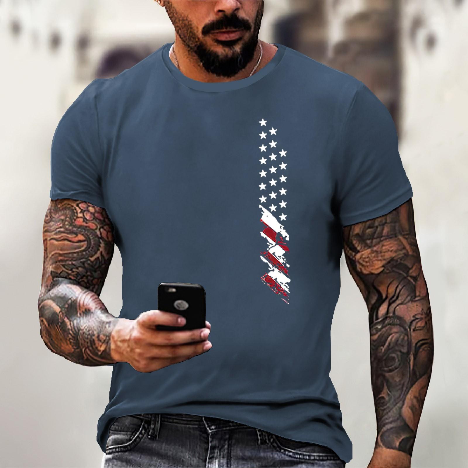 

Мужская футболка с короткими рукавами и принтом «День независимости» M тёмно-синий