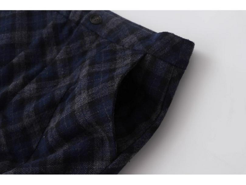 High-Waisted Navy Blue Plaid Fishtail Long Skirt - Slimming & Thickened for Autumn/Winter Women's Collection