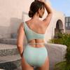 Frauen Sexy Einteiliges Strand Bade Bikini Anzüge Set One-Shoulder-Badeanzug Schlanke Bademode Aushöhlen Einfarbig