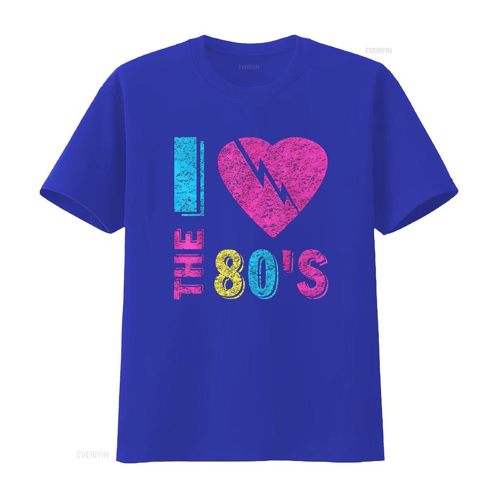 I Love The 80 S T Shirt 90 Costume Party Vintage Washed Top For Everyday Wear Versatile Homme Designer Clothes Fashion Casual