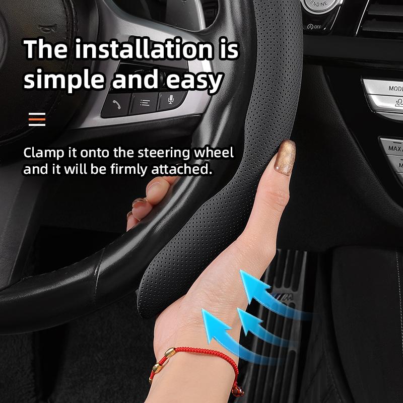 Breathable Leather Steering Wheel Cover with Segmented Quick-Release Design, Non-Slip and Durable, Suitable for Byd Song Atto 3 Dolphin Seagull Seal
