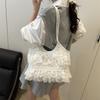 Sweet Lace Female Underarm Shoulder Bag Simple Pleated Women Travel Tote Bags Solid Color Portable Ladies Commuting Handbag