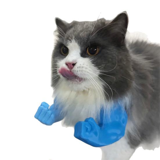 2Pcs Cat Muscle Arm 3D Printed Funny Cat Neck Arm with Muscle Superhero Cosplay Costume Funny Pet Photography Props Birthday Party Supplies