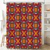Vintage Style Shower Curtain with Geometric Pattern Decorative Bath Mat Set for Bathroom Renovations (Purple Orange Color)