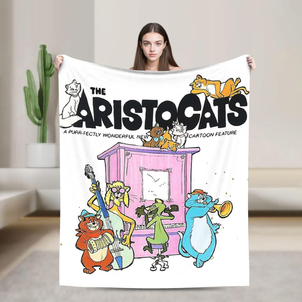 Aristocats Cats Family Cartoon Blanket Fleece Summer Portable Warm Throw Blankets for Bedding Couch Bedspreads
