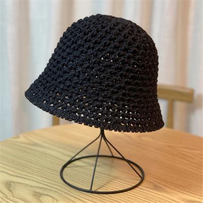 Summer Bucket Hat Women Thin Knitted Woolen Foldable Artistic Leisure Sun Hat