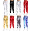 Pantaloni de dans metalici pentru femei Talie înaltă Talie elastică Croială largă Pantaloni sport Luciu strălucitor Pantaloni moderni