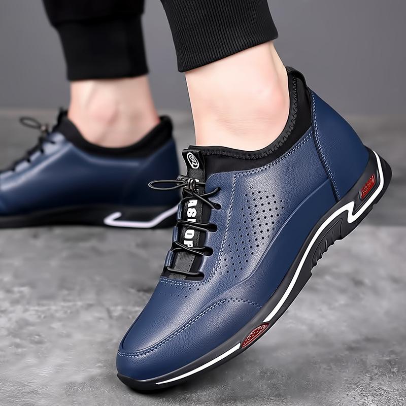 Breathable inner heightening shoes leather shoes invisible 6cm men's leather 8cm hole sports small casual heightening shoes men