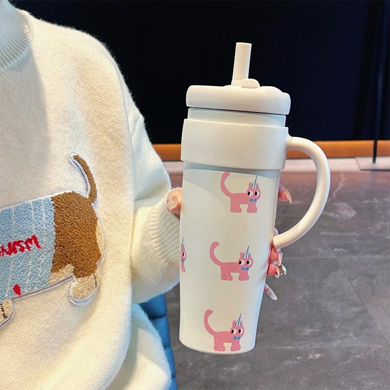 Lock Cylinder Bingba Cup Double-layer Vacuum 316 Stainless Steel Water Cup Car Straw Cup Women's Thermos Cup