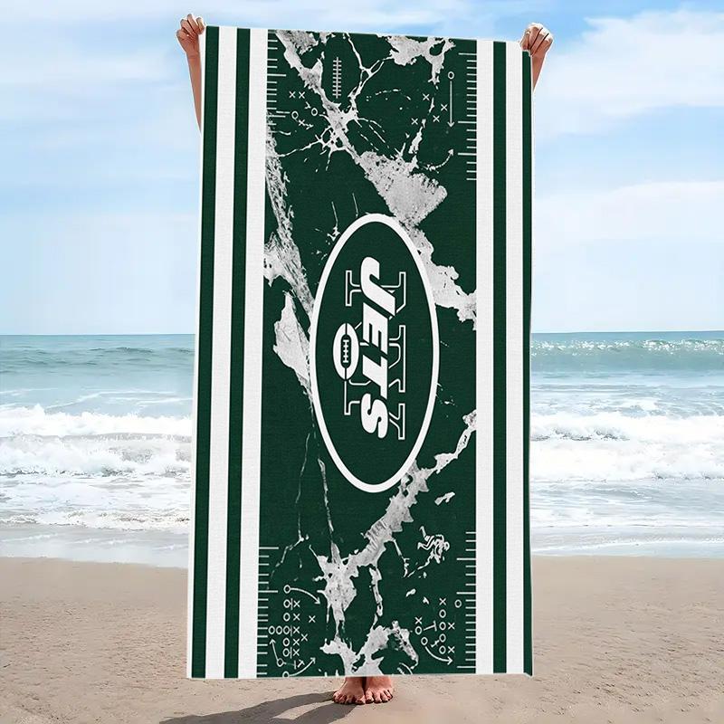New York Jets Logo Print Beach Towel, Large Soft Quick Dry Towel for Beach Camping Swimming