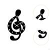 Music Note Wall Clock Decorative Creative Arabic Numerals Timepiece Hanging for Office
