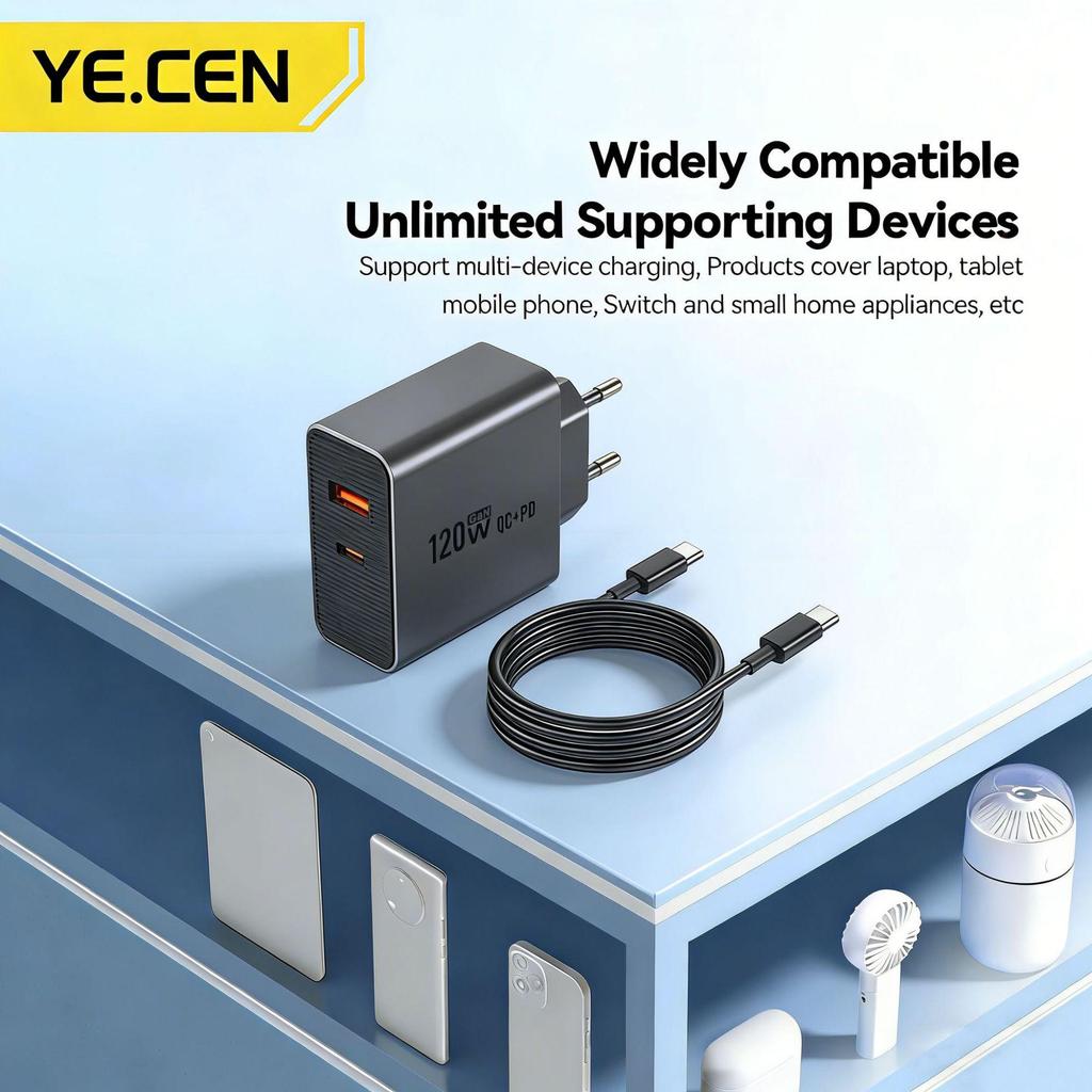120W GaN-Ladegerät für Apple, Samsung, OP, Realme, OnePlus, iQOO, Huawei, Honor