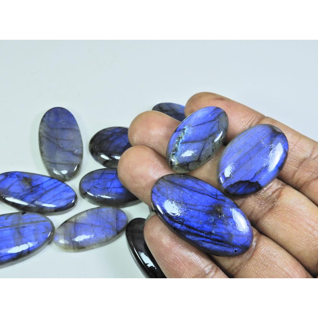 15X27-19X41MM Natural Blue Labradorite Oval Cabochon Loose Gemstone 12Pcs LL-972