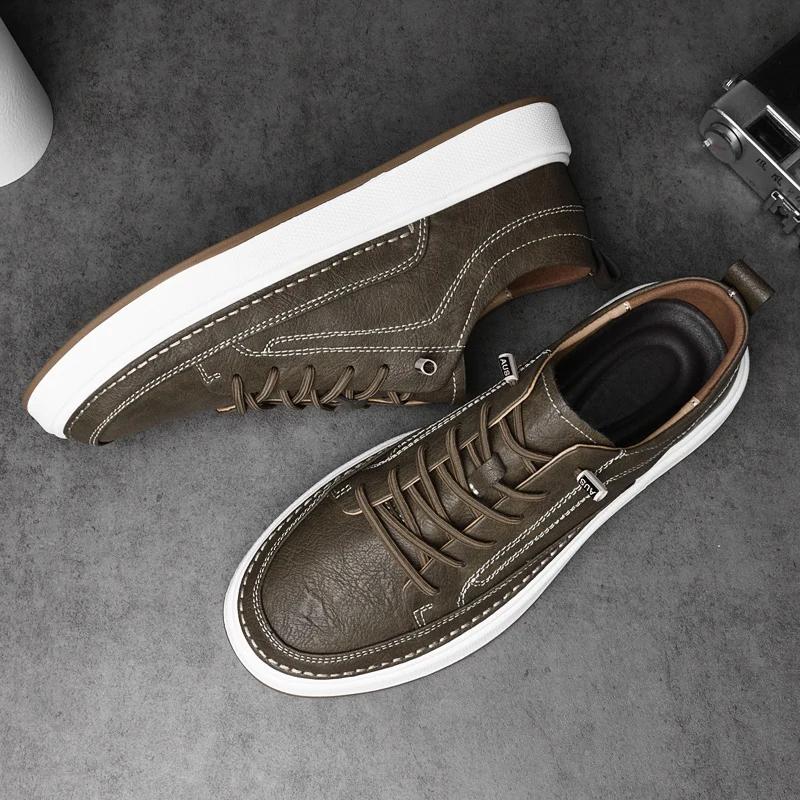 Fashion Trendy Brand Genuine Leather Casual Shoes for Men Thick Soled Oxford Versatile Men's Sneakers High-quality Men`s Work Shoes