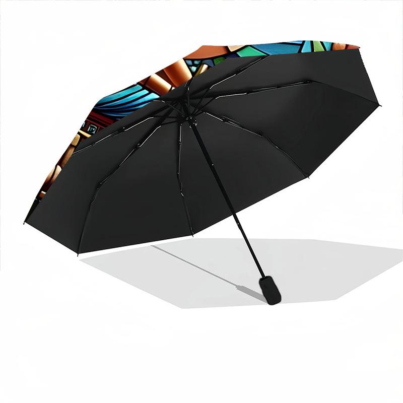 1PC Egyptian Stained Automatic Open/close, All-Season Portable Folding Umbrella for Women & Men yy250919133