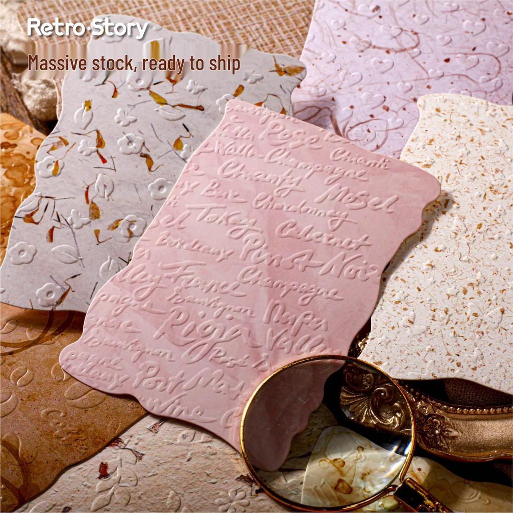 Vintage Nostalgic Embossed Story Paper Stickers (19 Sheets)