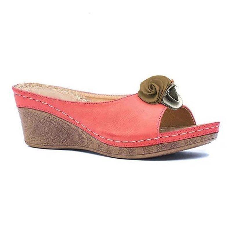 New flower cool slippers muffin thick-soled wedge heel women's slippers wish women's shoes-4 large size shoes