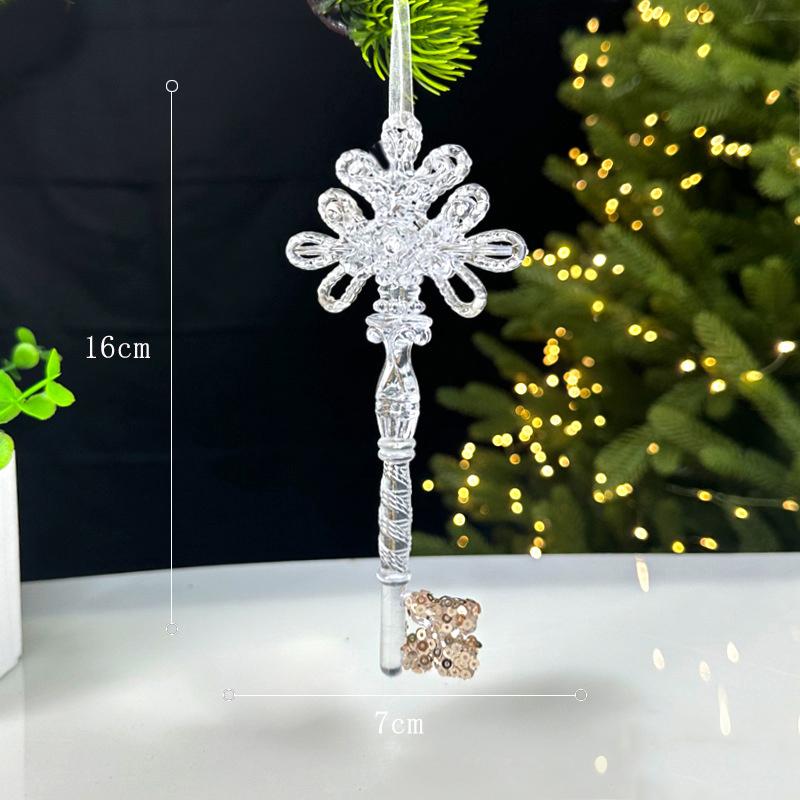 Christmas Decorations Sequined Acrylic Pendants Transparent Snowflake Pendants Christmas Tree Decorations Props