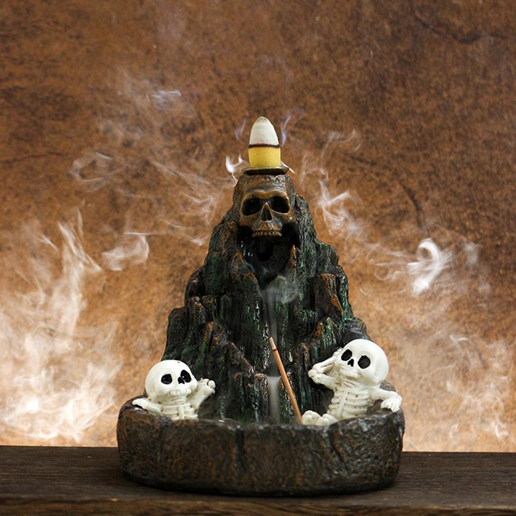 Skull Rockery Backflow Incense Ornament Built-in Fragrance Diffusion Channel Create A Peaceful Atmosphere Home Decoration