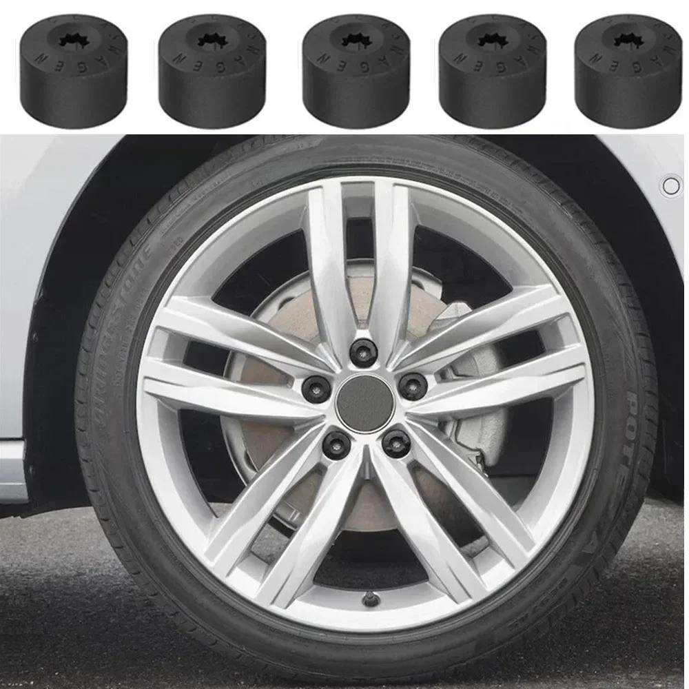 YKPSC1 20Pcs for VW Tiguan Golf MK5 Passat B7 Wheel Tire Hub Cap Nut Bolt Cover Rim Tyre Screws Plugs Studs Car Decorations Accessories