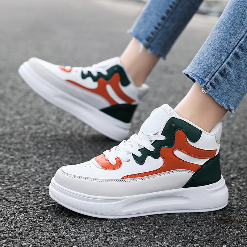 Fashion Sneakers Women's Colorblock Lace-up Breathable Sneakers Woman Campus Sneakers Show Feet Soft Leather Casual Shoes Women