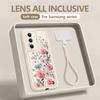 Wrist Lanyard Flowers Phone Case For Samsung Galaxy S26 S25 S24 Ultra S23 S25 FE A57 A37 A17 A27 A56 A36 A16 A55 A54 A15 Cover