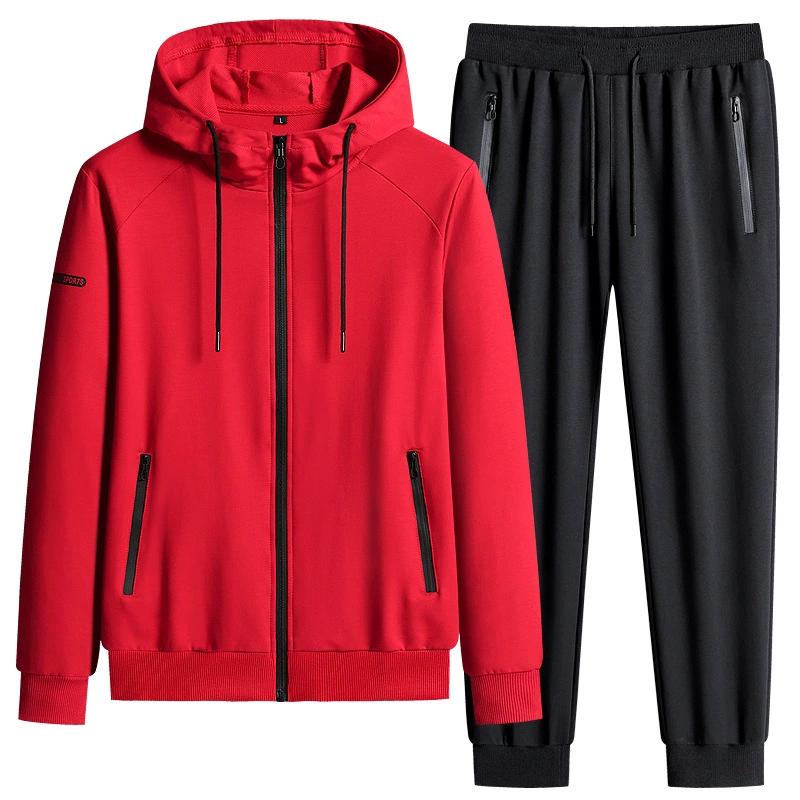 Spring and Autumn Hooded Jacket Men's Loose Casual Sports Suit, Middle-aged and Young Loose Casual Hoodie Set