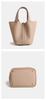 2025 Large Capacity Genuine Leather Commuter Handbag - Lychee Pattern Cowhide Bucket Bag