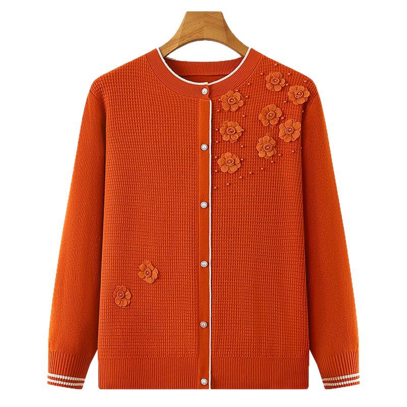 2025 New Style Grandma's Knitwear: Spring & Autumn Long Sleeve Pullover for Middle-Aged & Elderly Women