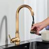 Antique Brass Kitchen Faucet Pull Out Spout Kitchen Faucets Black Single Hole Swivel Hot Cold Water Kitchen Mixer Tap Black