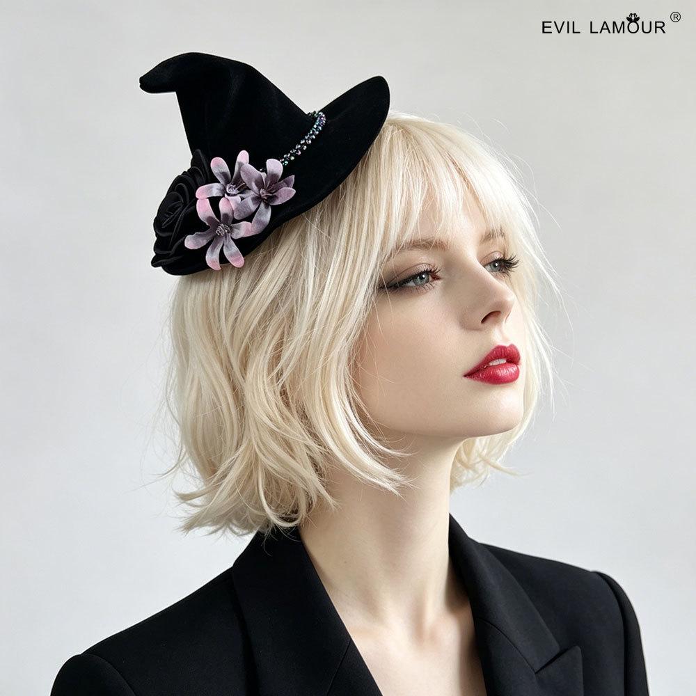 New Wizard Hat Halloween Party Spider Top Hat Flower Feather Stage Small Hat Hair Accessories Collection