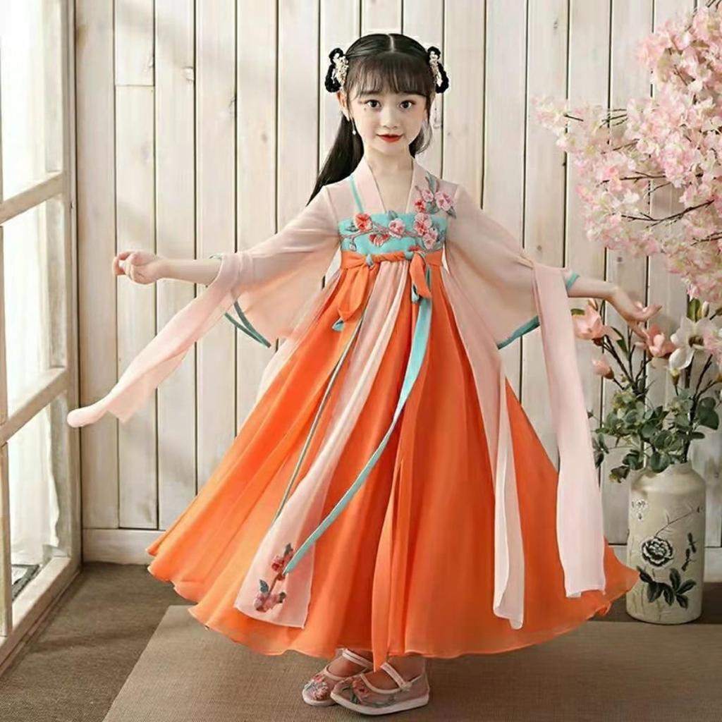 Hanfu Cosplay Photoshoot Pretend Play for Kids Gorgeous Cute Tang Dynasty Court Princess Style Dress Halloween Costume Festival [Hosaku Co., Ltd.]