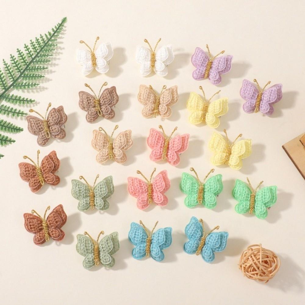 4pcs Butterfly Children Hair Clip Set Wool Knitting Hair Accessories Butterfly Hair Clips Barrette Handmade Crochet Hairpins