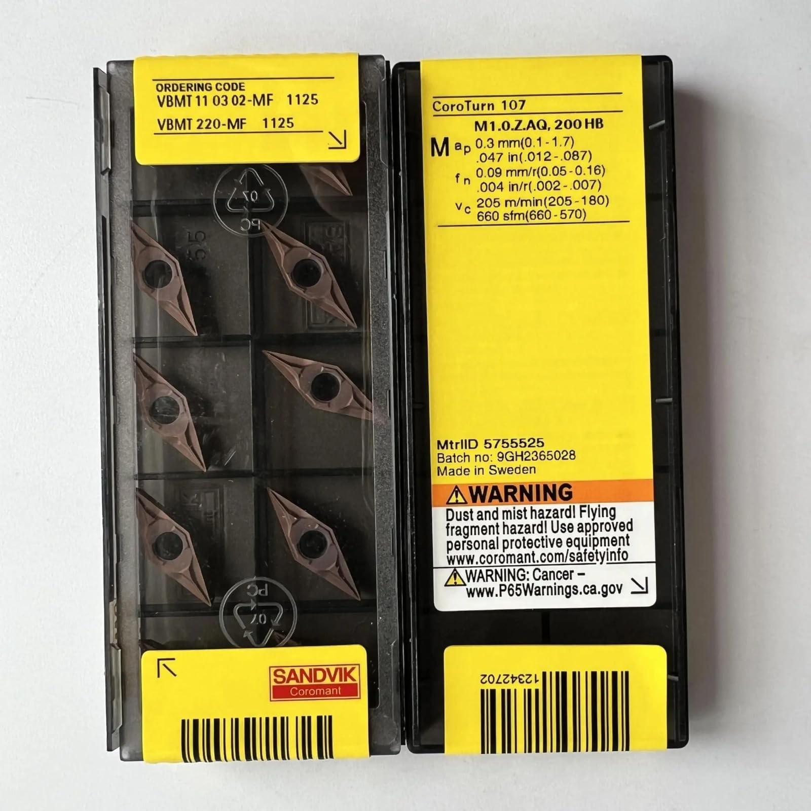 

Original Sandvik / VBMT110302-MF 1125 / CNC lathe carbide blade 10 PCS
