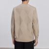 Men's High-Quality Diamond Jacquard Round Neck Sweater, 2024 Autumn/Winter, Slightly Loose Long Sleeve Knitwear