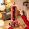 Interactive Family Christmas Activity Wooden Advent Calendar, Chimney-Shaped 24 Day Countdown Decoration with Calendar Santa Claus Figurine