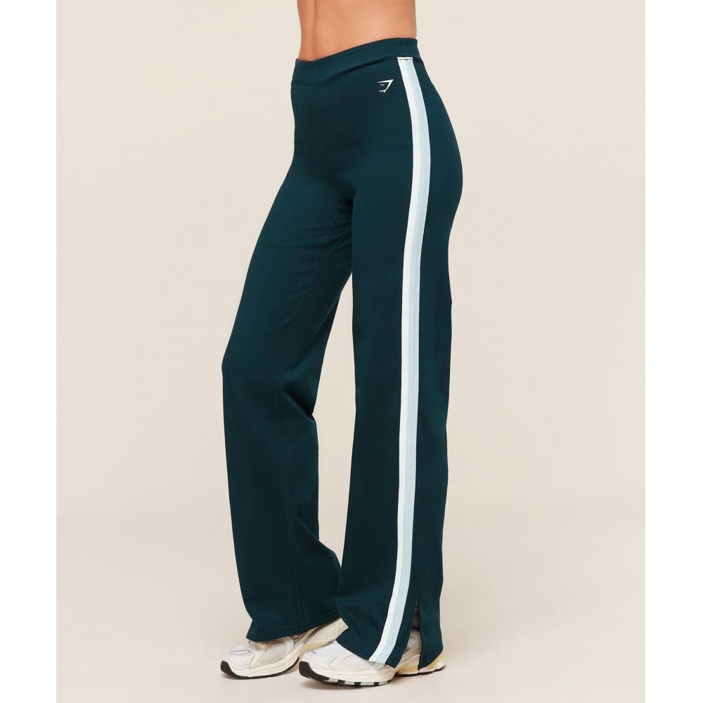 Gymshark Piping Wide Leg Pant Deep Petrol Blue Smoke Blue Soft White B5b7o Udxp