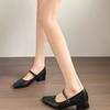 Soft leather version~ retro one-word buckle with square head soft sole 2025 spring new thick heel single shoes Mary Jane women's shoes