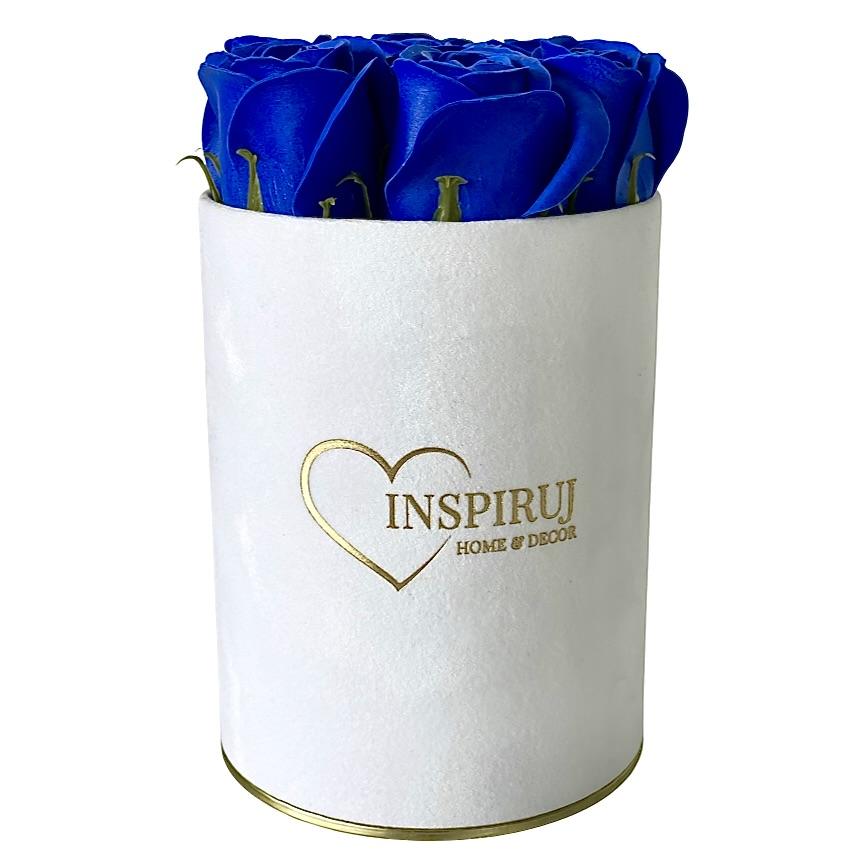 Flowerbox Inspire - White Box with Soap Roses - No. 1 Navy Blue