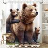 3D Printed Shower Curtain featuring a Mother Bear with her Cubs Waterproof Fabric Bathroom Decoration for Home Decor