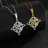 Celtic Knot Cross Pendant Necklace - Stainless Steel, Retro Fashion Design Clavicle Chain