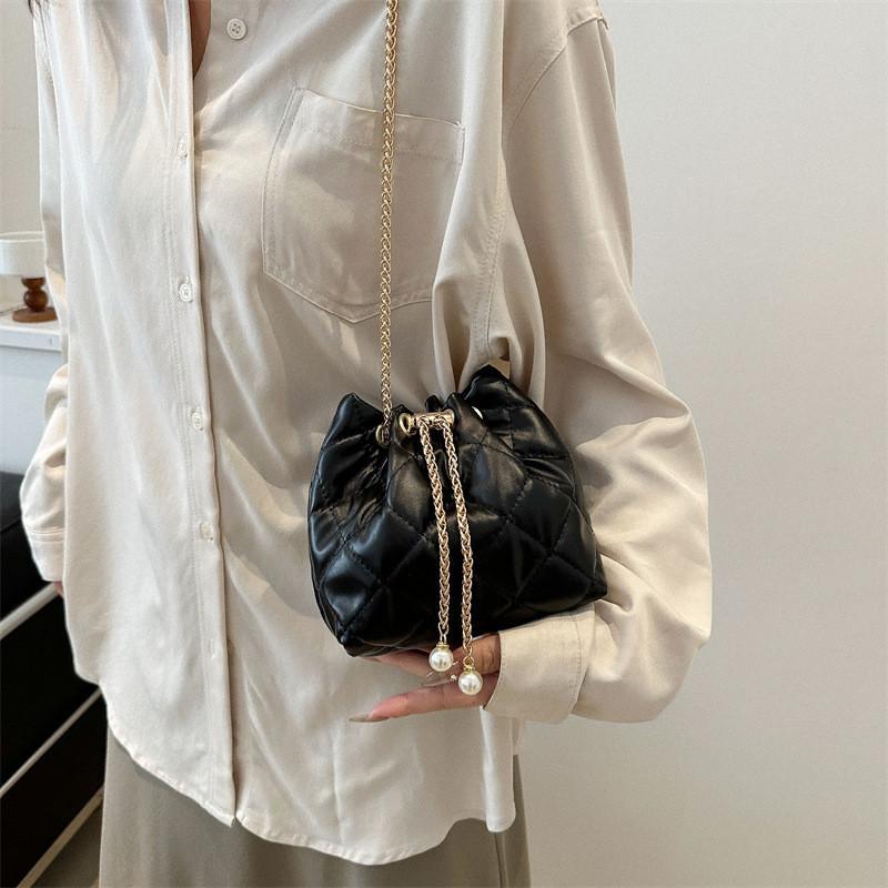 Fashionable Urban Simple Pu Bucket Bag Chain Single Shoulder Crossbody Bag
