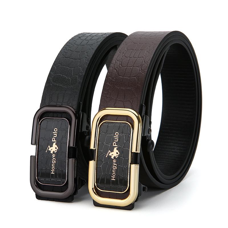 Paul Men's No-Buckle Automatic Crocodile Pattern Belt - Versatile, Casual, Trendy Korean Style