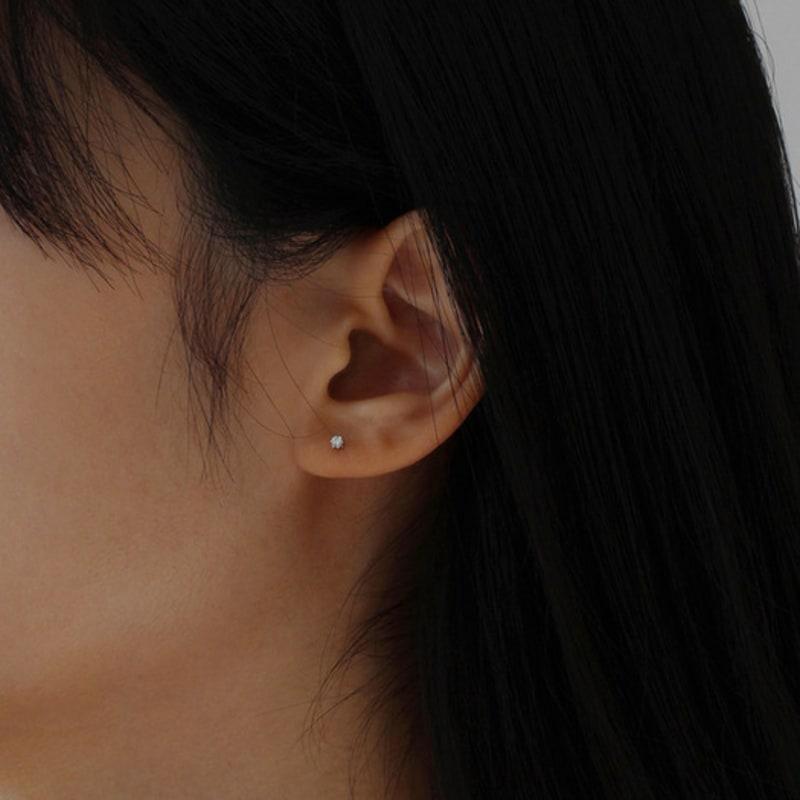 NORMALLEE [White Gold] Basic Cubic Earrings (S)