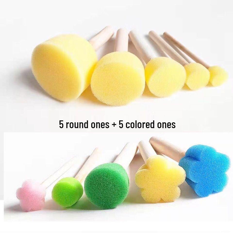 Colorful Flower-Shaped Art Painting Set for Kids – Mushroom Head Sponge Stamp