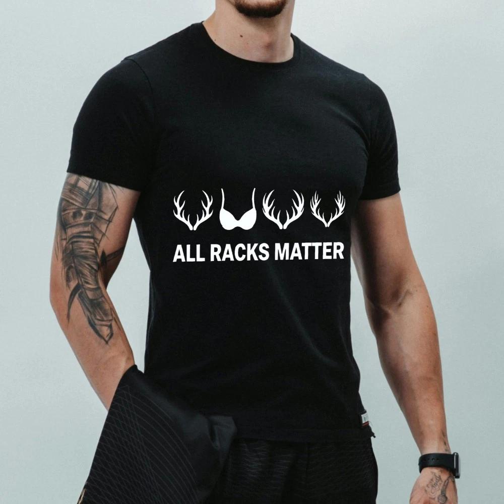 All Racks Matter Antler Graphic 100% Cotton T-shirt Mens Tees Top, Unisex Funny Hunting Casual Tee 4XL
