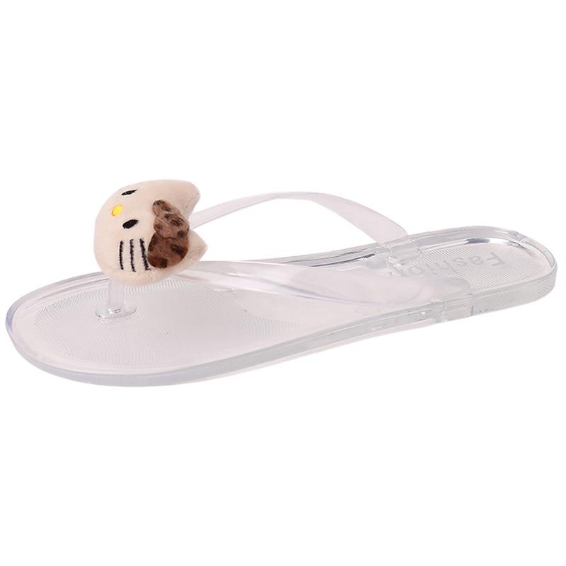 2025 Summer Fashion Versatile Sandals Thick Bottom Flip-flops Women's Cartoon Animation Toe Crystal Flat Bottom Cool Slippers