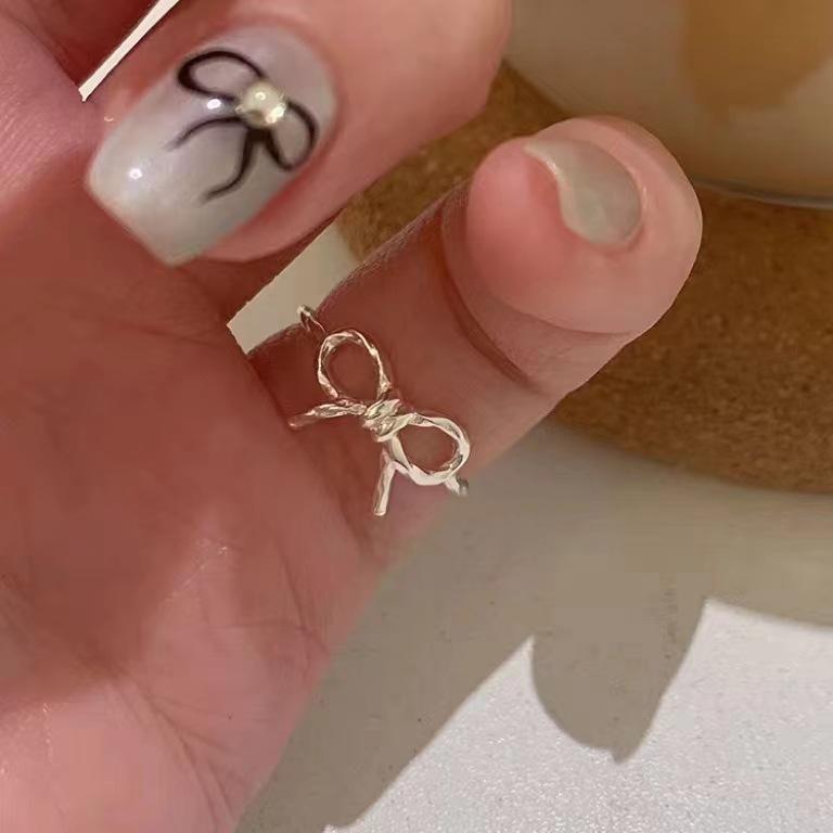 

Bow Ring Collection Earrings Women S Vegetarian Ring Open Ring Light Luxury Niche Premium Sense Index Finger Ring