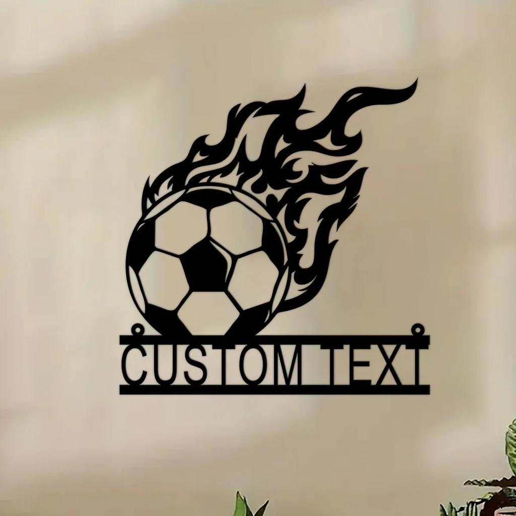 Metall Fußball Wandkunst Fußballspieler Namensschild Sport Heimdekoration Personalisiertes Geschenk Trainer